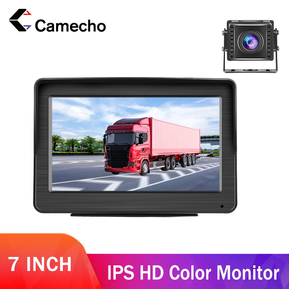 

Camecho 7 Inch Vehicle Monitor 1080P Truck Night Vision Camera IPS Screen With Cigarette Lighter 10 meters Wire For Bus RV