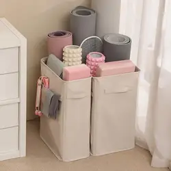 Yoga Mat Organizer Basket Corner Oxford Cloth Yoga Mat Rack Multipurpose Basket Holder with Side Pocket Washable Storage Rack