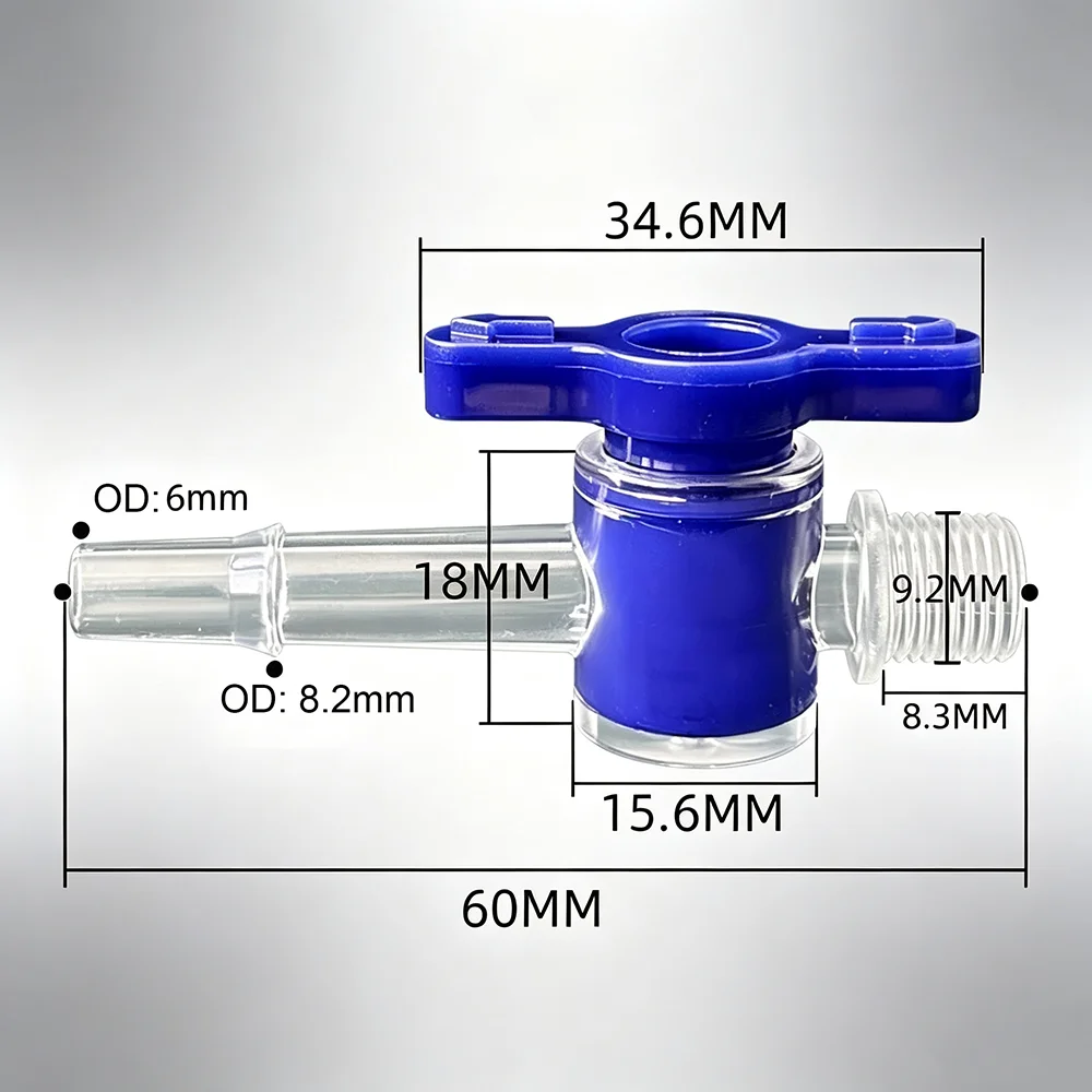 10PCS Screw Thread 2-Way Stopcock Valve for Laboratory Equipment Medical Device Chemical Reagent