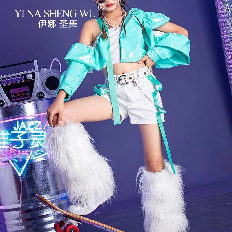 فتاة نموذج المنصة زي مجموعة الأطفال رقص الجاز الهيب هوب الرقص مرحلة الأداء الملابس موضة K-Pop بلوزات ومجموعة تي شيرتات قصيرة للأطفال