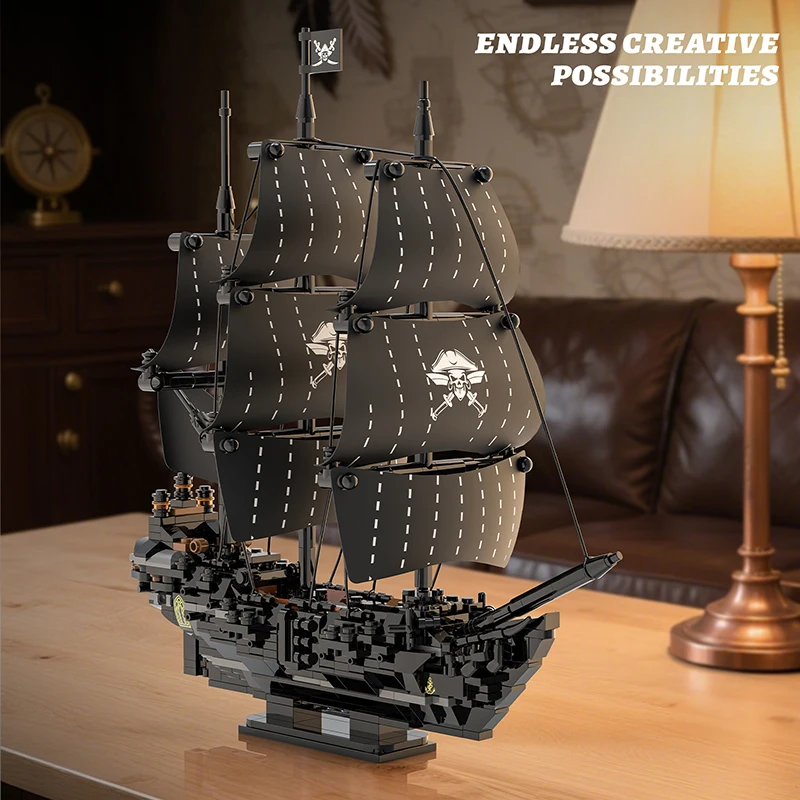 774 pçs pérola escuro navio pirata moc blocos brinquedos de construção crianças adulto presentes natal diy tijolos barco conjuntos casa ornamento