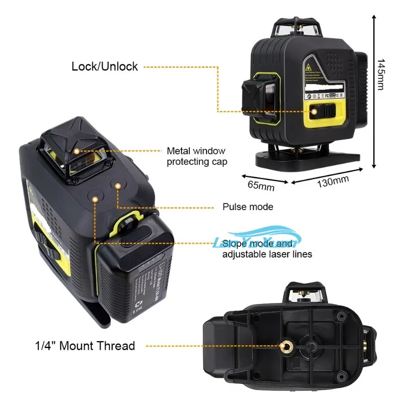 Fukuda 16 lines 4D Cross Line Laser Level 360 Self-Leveling лазерный уровень Mount Remote Control Green Nivel Laser