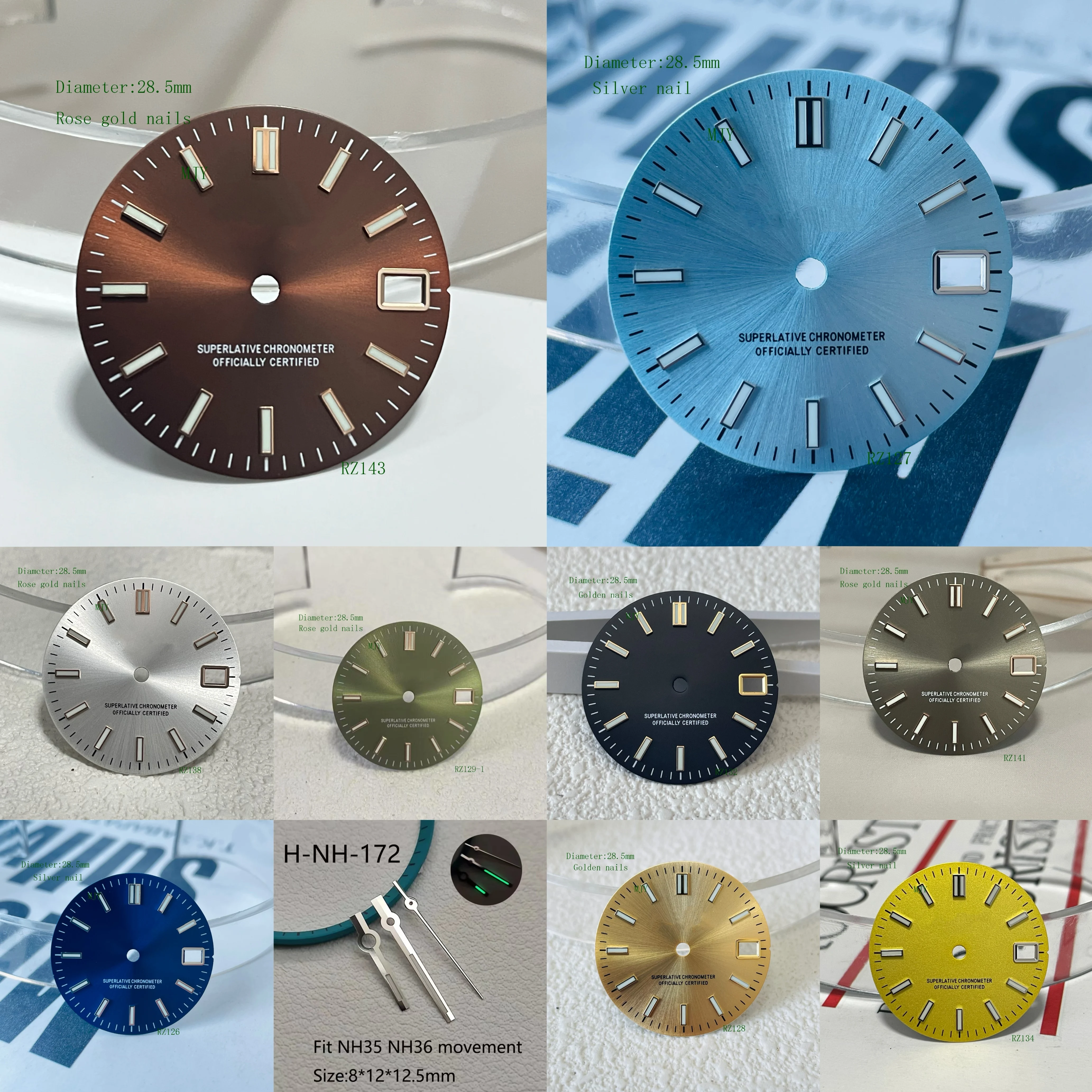 

28,5 мм синий дата S логотип циферблат подходит для NH35 NH36 японский автоматический механизм зеленый светящийся циферблат с логотипом 29 мм аксессуары для часов