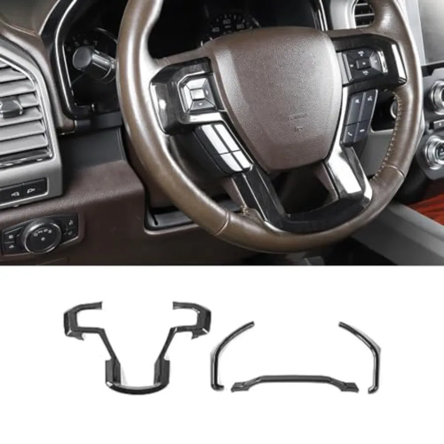 

Center Steering Wheel Panel Cover with Dash Board Cover Trim Compatible with Ford F150 2015-2020 4pcs, ABS