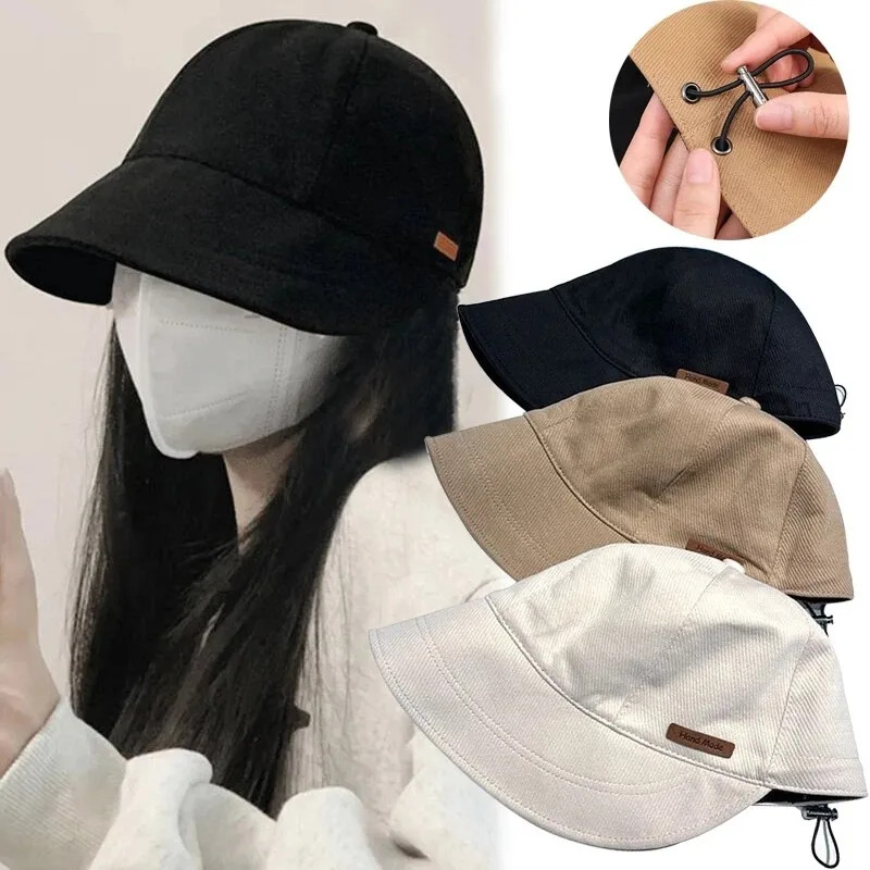 Women's Foldable Sunhat Summer Outdoor Beach Fisherman Hat Sunscreen UV Protection Cap Adjustable Cotton Wide Brim Bucket Caps