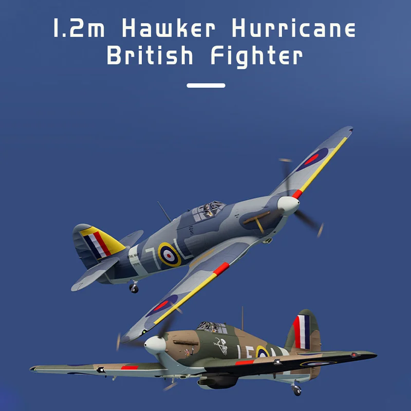 XFly Model 1200mm Hurricane 6CH Fighter Electric Aircraft Model World War Il Propeller Aircraft Fixed Wing With Navigation Light
