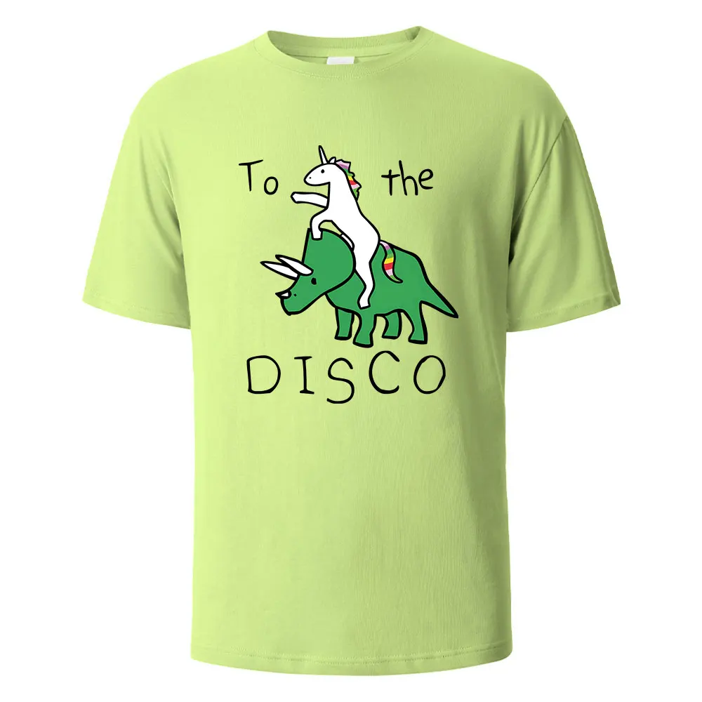 

To The Disco Funny Printing T-shirt For Men Wowen 100% Cotton Summer Breathable Tops O-neck Oversize Basic Tees Men's Clothing