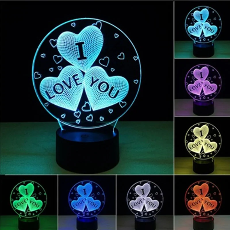 Valentine\'s Lover Gift 3d Visual I Love You Romantic Night Light Led Table Lamp With Touch Switch / Remote Control