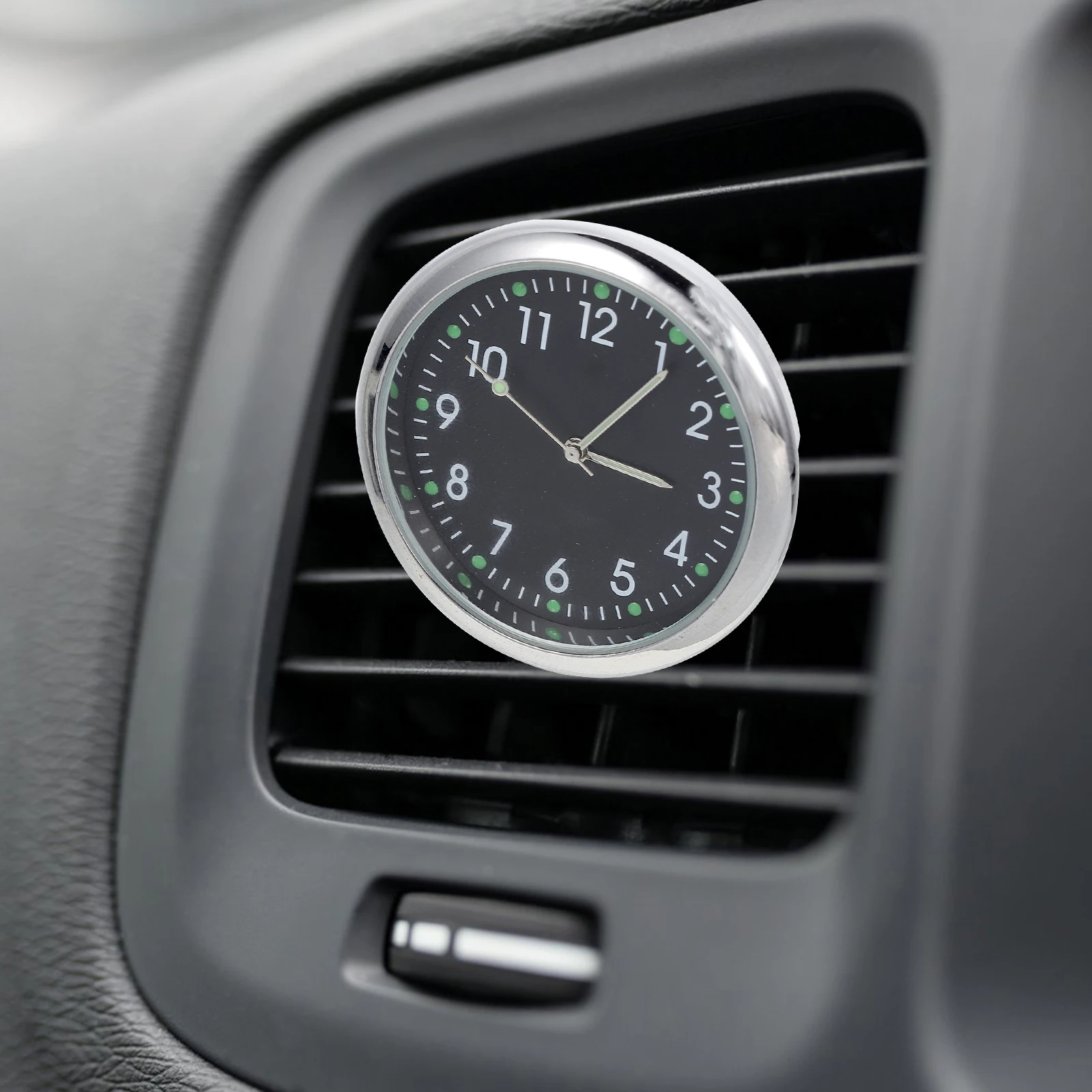 

Clock Mini Small Metal Stick on Decorative Car Clock Durable Easy Install Luminous Dashboard Time Display Simple