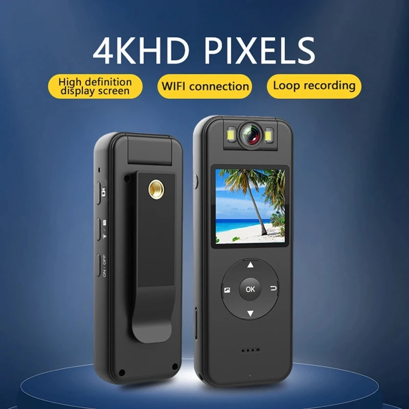 HD 4K 小型 DV カメラナイトビジョン WIFI アウトドアスポーツ自転車ドライブレコーダーバッククリップ付き法執行レコーダー