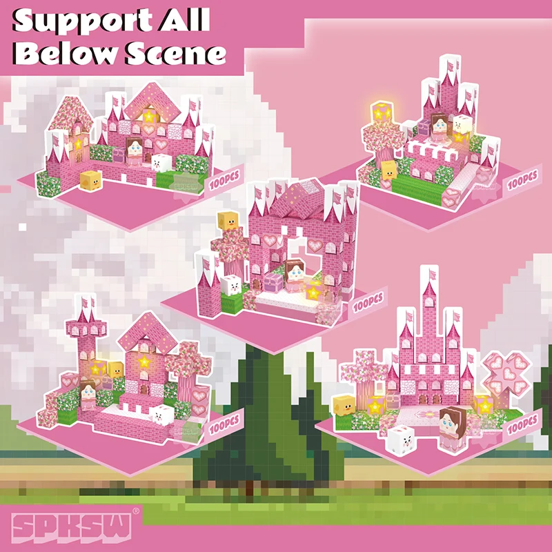 100PCS Light Magnetic Building Blocks Princess Castle World Creative Building Blocks Preschool Sensory Toys Birthday Gift