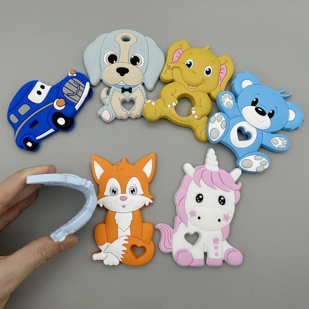 1PC Baby Food Grad Safe Silicone Animal Teether Pacifier Chain DIY Accessories for Infant Chewing Teething Toys Kawaii Gifts