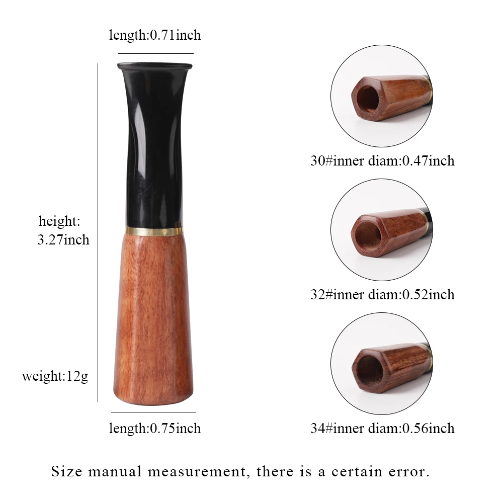 MUXIANG 1pc hand sandalwood cigar mouthpiece extend cigar handle ID 12mm 12.7mm 13.5mm solid wood handle with 9mm filter element