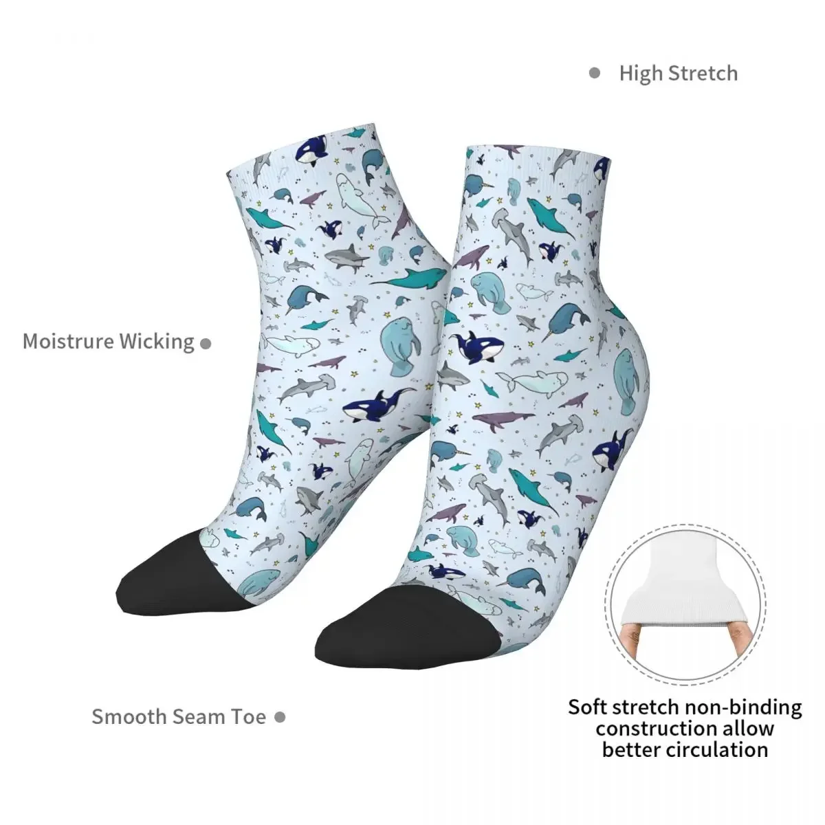 Ocean In Blue Ankle Socks Male Mens Women Autumn Stockings Polyester