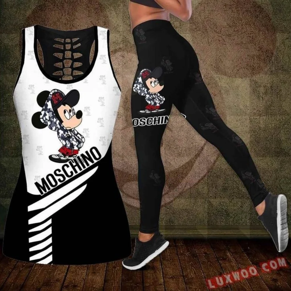 Disney 3D Yoga vest Sports Yoga Pants Minnie Fashion Sports women's Yoga vest set