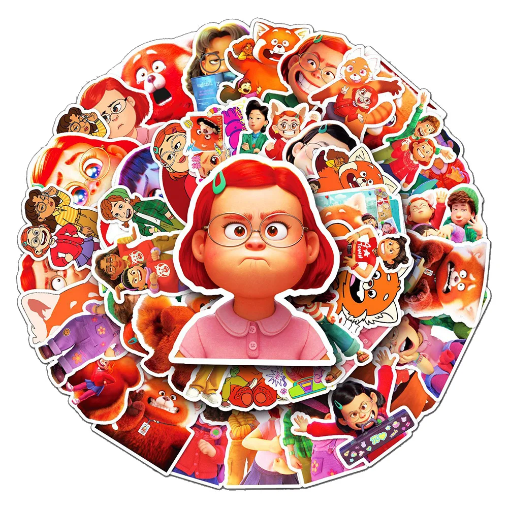 

10/30/50pcs Disney Turning Red Stickers for Kids Toys Waterproof Decorative Skateboard Phone Case Laptop Cute Anime Sticker Pack