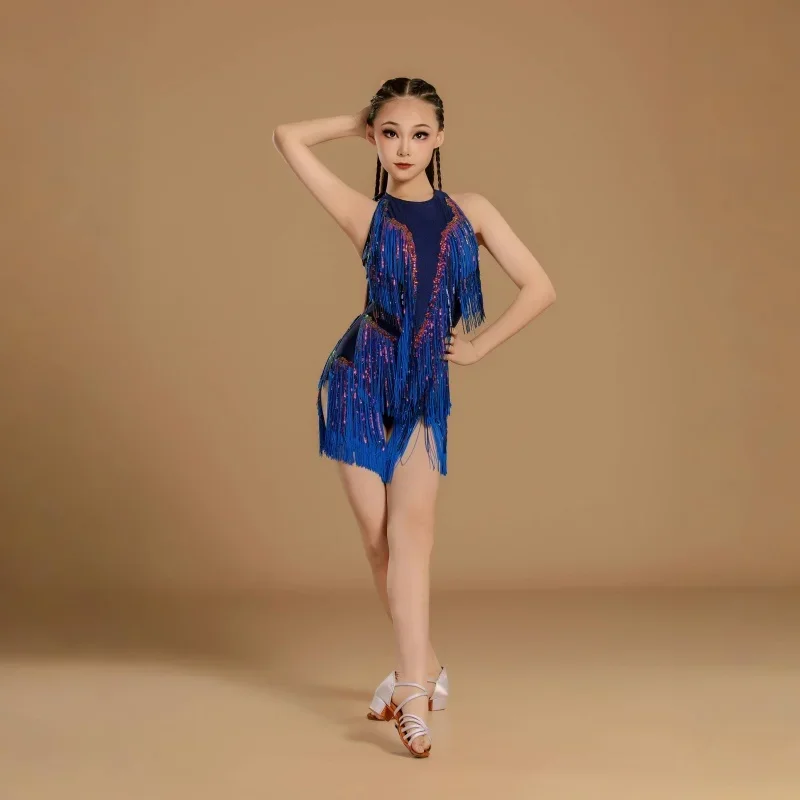 Ropa de baile latinoamericano de salón, falda con flecos y borlas, vestido para niña, chacha, samba, competición, flecos, práctica de baile