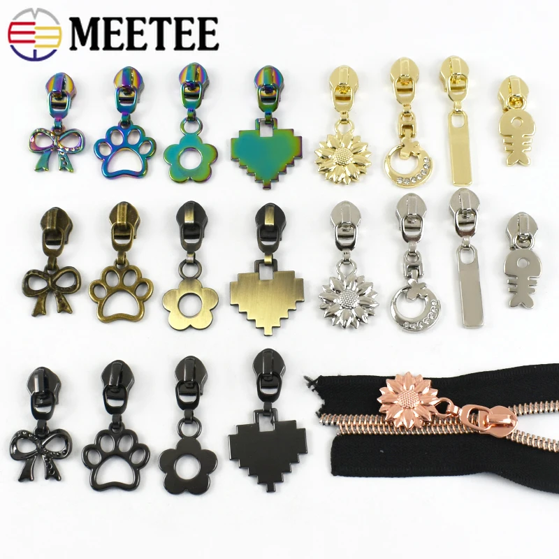 

5Pcs Meetee 5# Nylon Zipper Sliders for Bags Pocket Zippers Head Clothes Zip Pull Repair Kits DIY Replacement Sewing Accessories