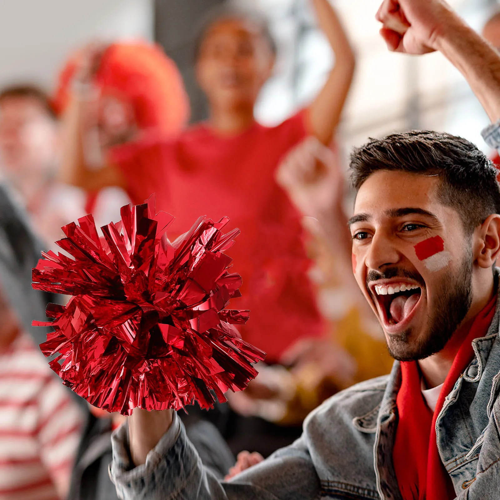 

4Pcs Cheerleading Pompoms Metallic Lightweight Durable High Color Saturation Cheer Props for Sports Teams School Events Parties