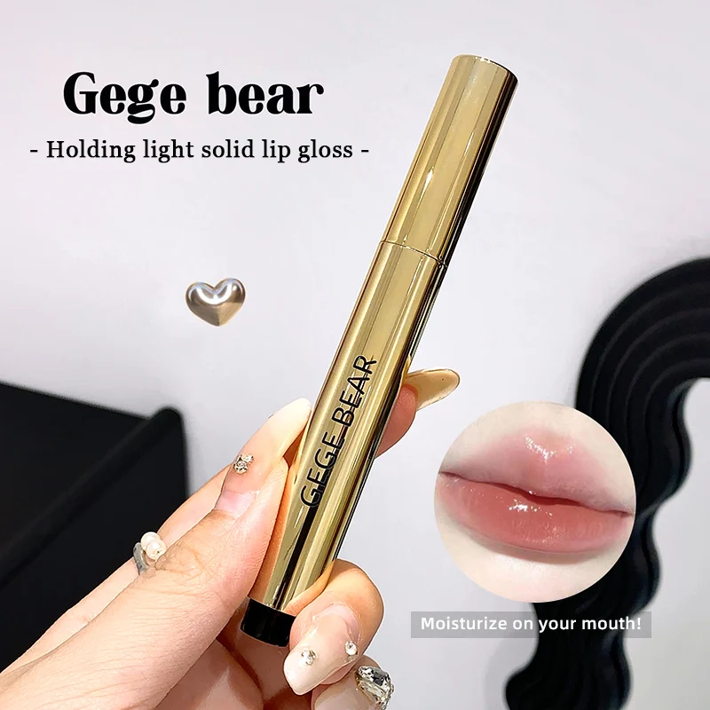 Gege Bear-brillo de labios hidratante, ligero y duradero brillo de labios, mejora el maquillaje de labios y labios regordetes, presione-on desi
