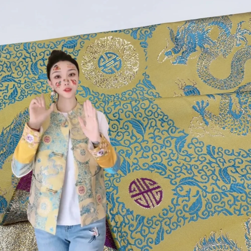 

Brocade Jacquard Fabric Vest Hanfu Clothing Designer Fabric for Diy Sewing Polyester Material By The Meter Cloth