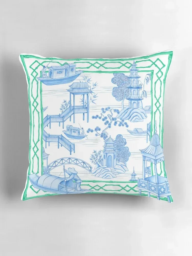 Taie d'oreiller décorative de scène de chinoiserie de saule bleu, décorations de Noël pour la maison, 2025