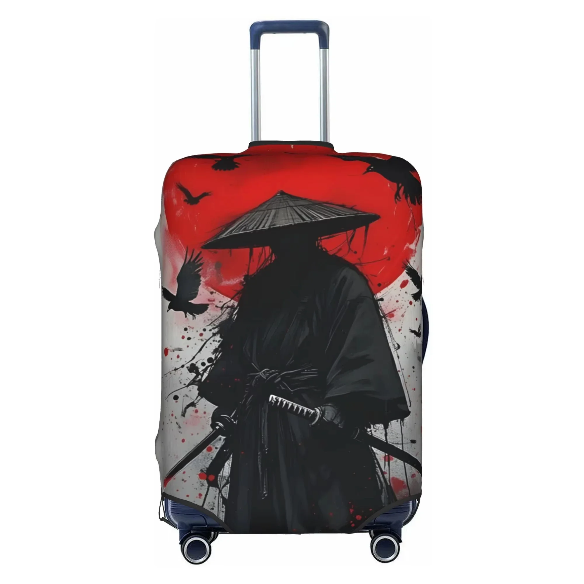 Vintage Samurai Art Print Elastic Luggage Cover Anti‑Scratch Dustproof Stretch Suitcase Protector for 18‑32 Inch Travel Case