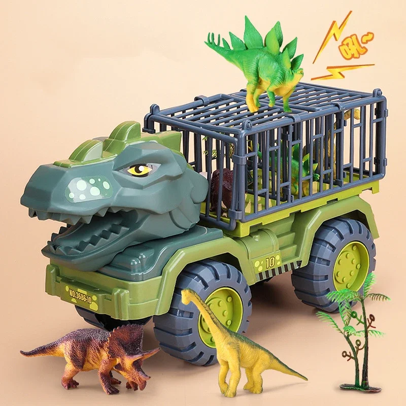 

Car Toy Dinosaurs Transport Car Carrier Truck Toy Pull Back Vehicle Toy with Dinosaur Gift for Children