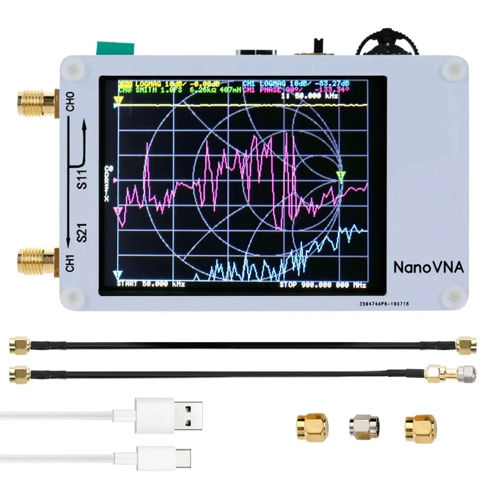 

Портативный портативный Векторный анализатор сети 50 кГц-900 МГц, цифровой дисплей, анализатор нажатия экрана коротких волн HF VHF UHF антенны