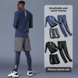 Men's Fitness Wear 3pcs Set Quick-Dry Top Running Football Training Basketball Uniform Men's Sportswear Set Tracksuit