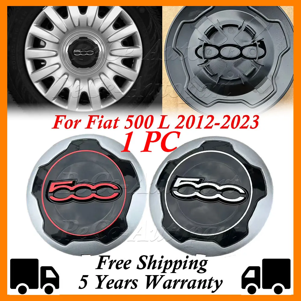 1PC For Fiat 500L  2012-2023 Hubcap Wheels Centre Hub Caps 735576964 71806651 735574469 Dust Cover Silver/Red