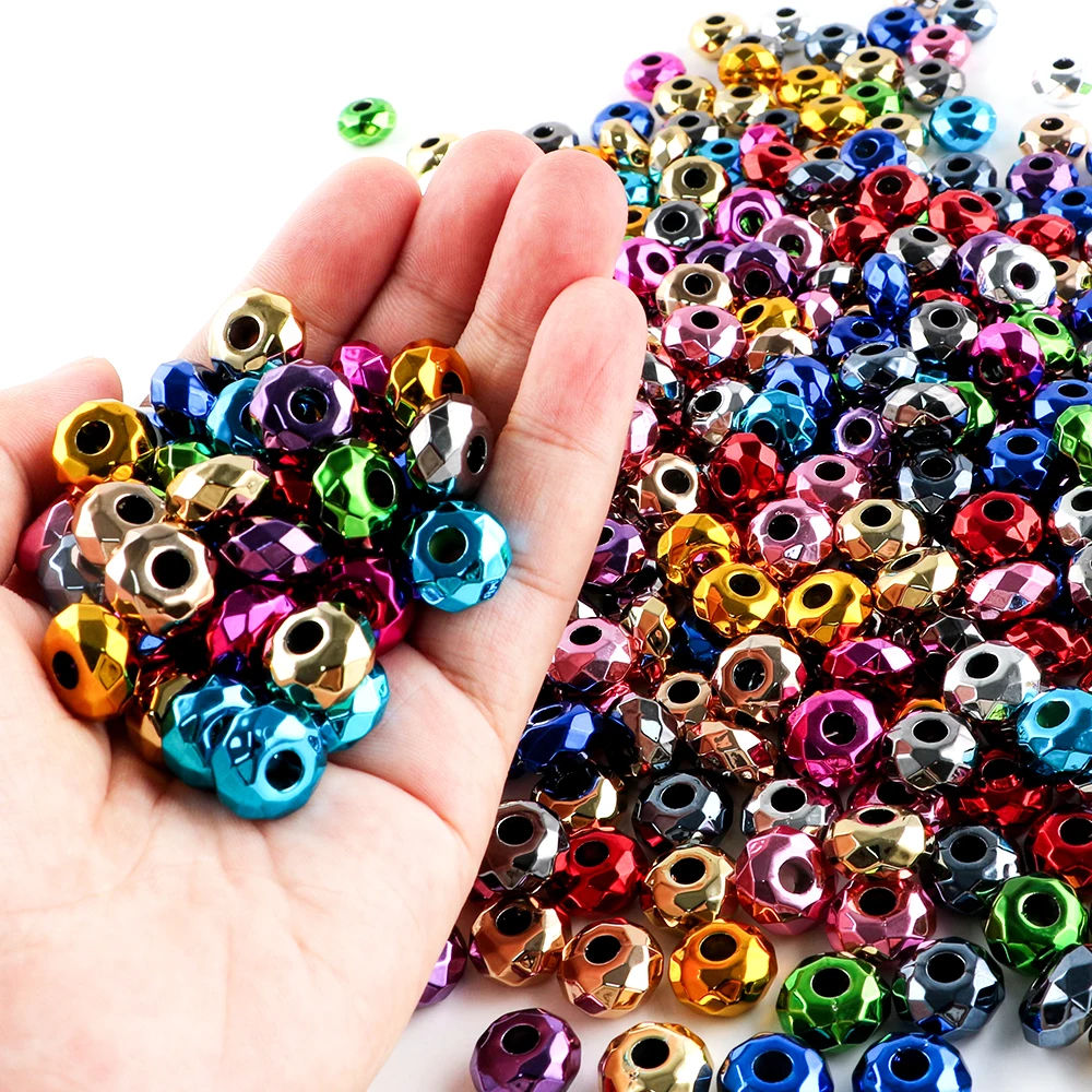 20/50Pcs 15mm Colorful Acrylic Flat Round Big Hole Beads Loose Spacer Beads DIY Earrings Necklace Bracelet For Jewelry Making