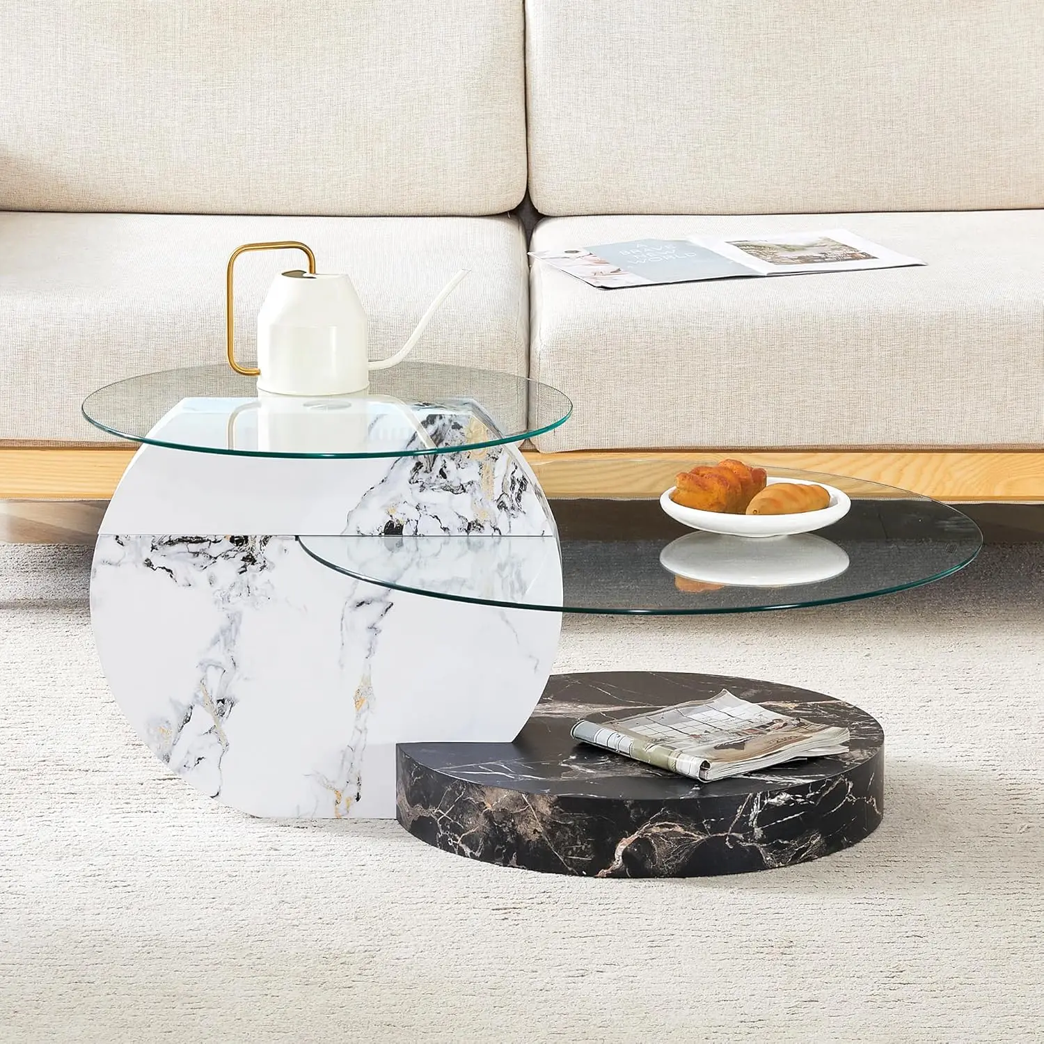 Glass Coffee Tables Round Coffee Tables For Living Room Modern 3 Tier Round Table Circle Coffee Table For Small Space Home