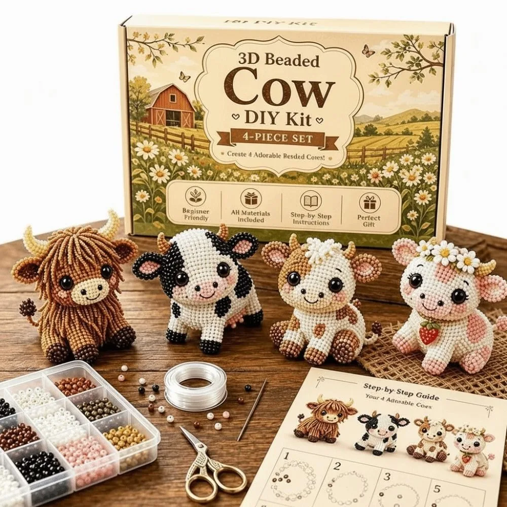 Kit d'Art Perlé 3D Animaux Mignons : Perles Minuscules, Création Artisanale, Ornements 3D Faits Main