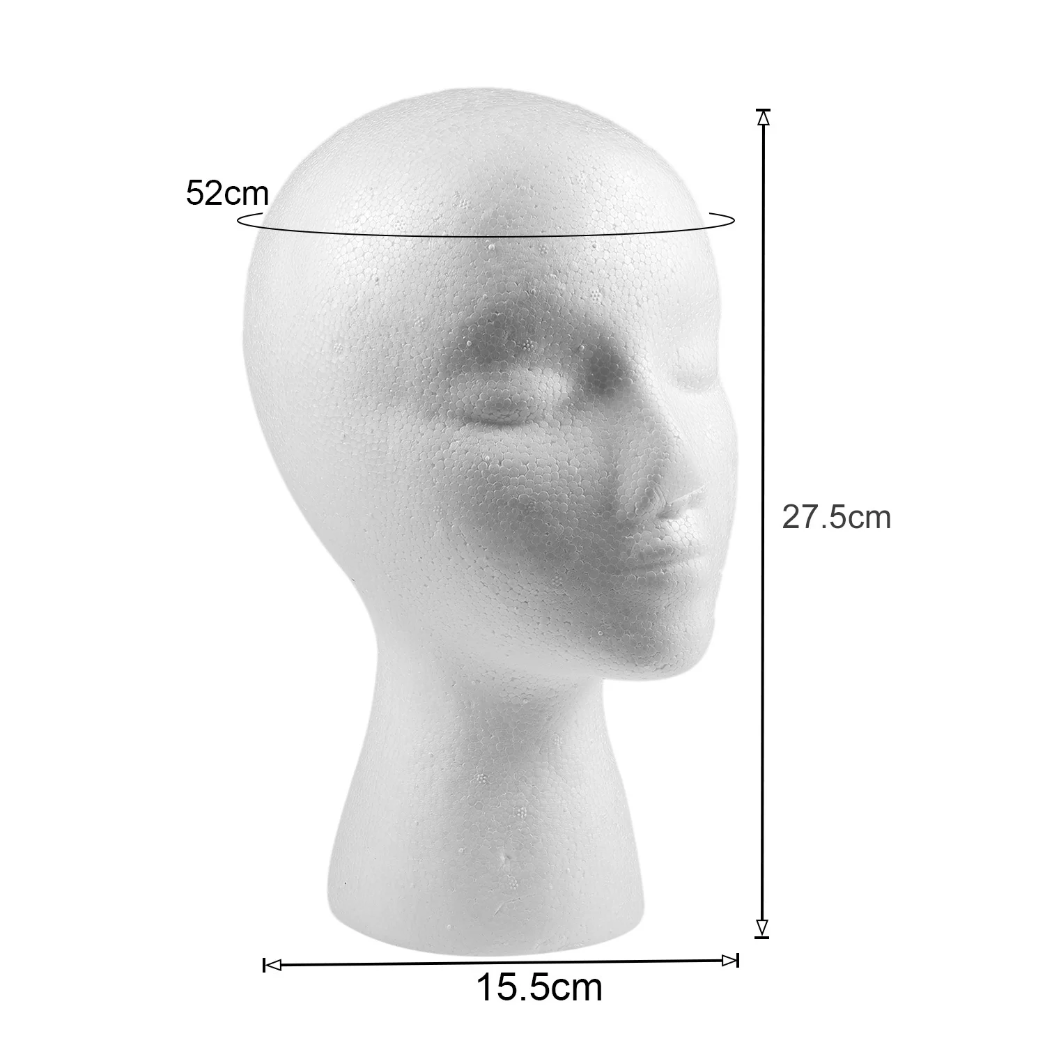 27.5 x 52cm Dummy / mannequin head Female Foam(Polystyrene) Exhibitor for cap, headphones, hair accessories and wigs Woman Mann