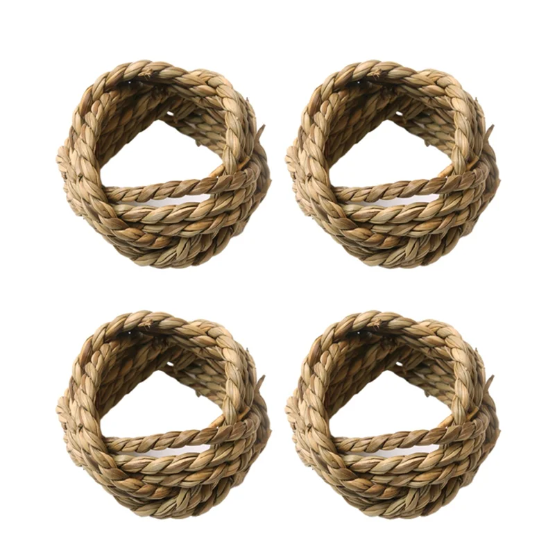 

A74U Hand-Woven Natural Rattan Napkin Ring Napkin Ring Straw Ring Western Napkin Buckle Dining Ring