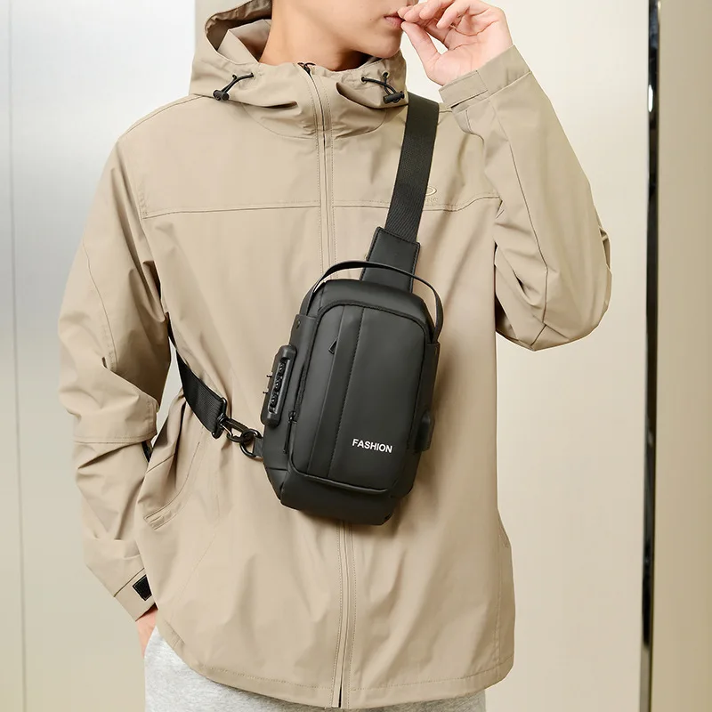 New Casual Men's Chest Bag Multifunction Crossbody Bag Men Anti-theft Chest Bags Motorcycle Waist Pouch Password Lock Fanny Pack