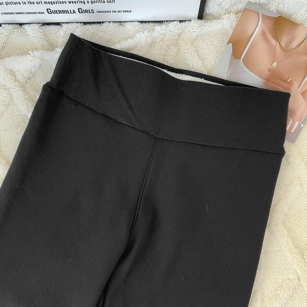 Women Lamb Fleece Legging Seamless High Waist Thick Thermal Legging Trendy Winter Warm Female Tights Insulated Pantalon Pants