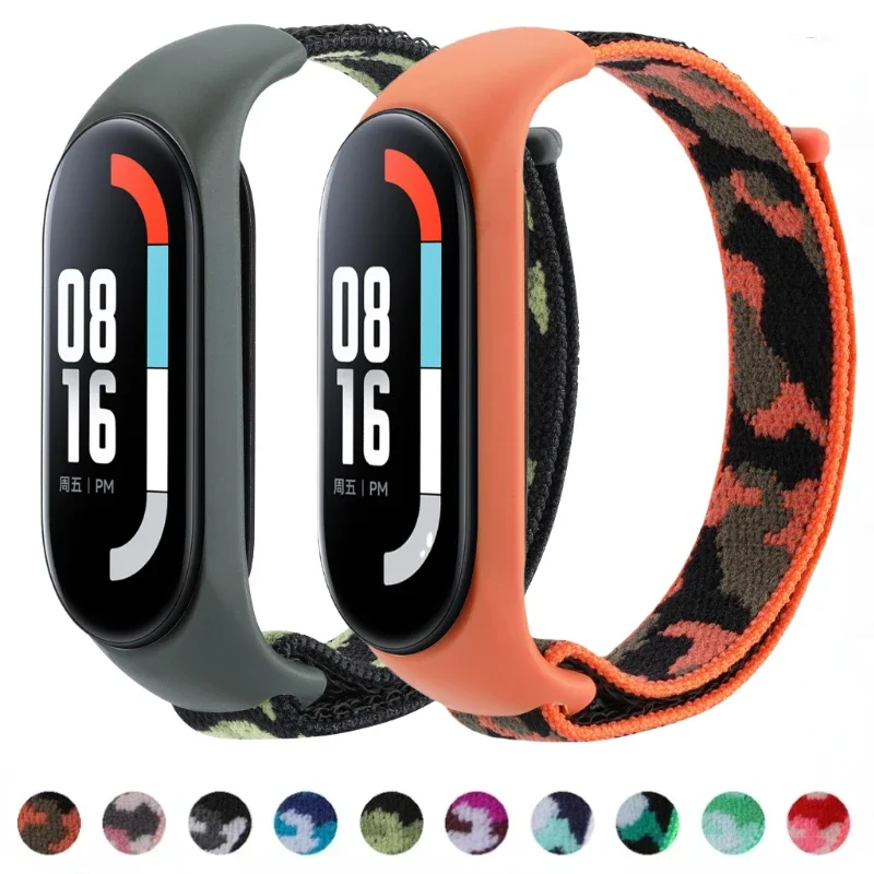Nylon Strap For Xiaomi Mi Band 7 6 5 4 3 Sport Bracelet Watch Mi band 7 6 5 Camouflage Style Wristband Miband 4 Band Accessories