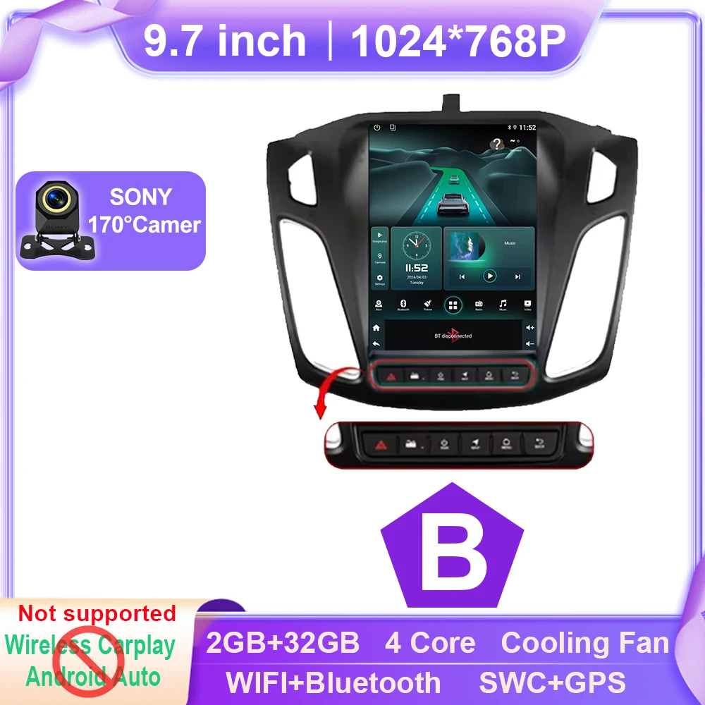 Android 15 Autoradio Voor Ford Focus MK3 2011-2019 Multimedia Video Player Navigatie GPS Stereo auto carplay 2din Nieuwe BT dvd