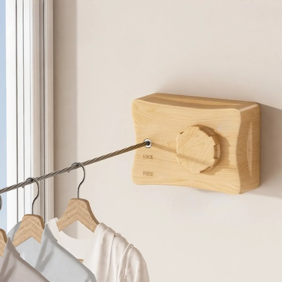Indoor anti-slip telescopic retractable clothes and quilt drying rack with steel wire rope for balcony concealed drying.
