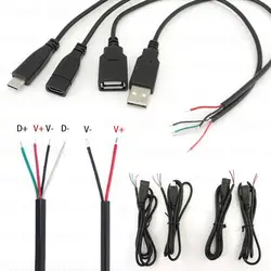 Type-C USB Female Jack 4 Pin 2 Pin Male Female Power Supply Data Line Charge Cable Extension Cord Connector