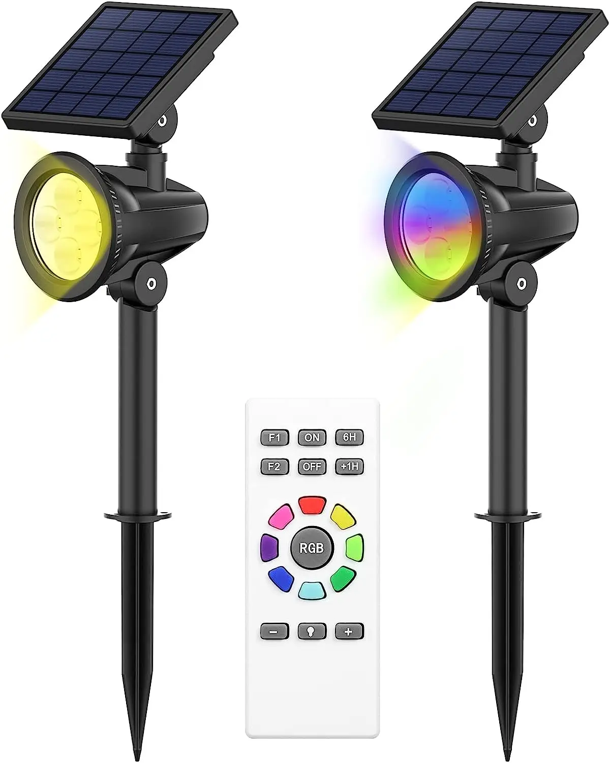 2 Pack Intelamp Solar Outdoor Light Floodlight Colorful Waterproof LED For Garden Pathway Landscape Yard Lamp Solar Spotlight