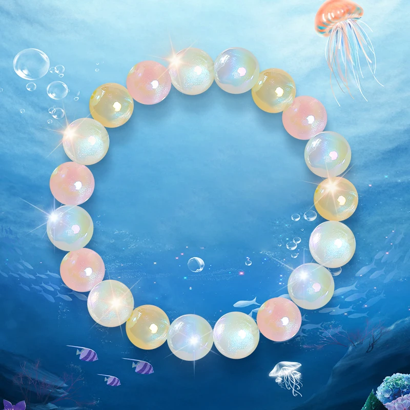 8/10/12/14/16mm Mermaid Color Luminous Acrylic Beads Imitation Pearl Beads For Jewelry Making Necklace Bracelet DIY Accessories