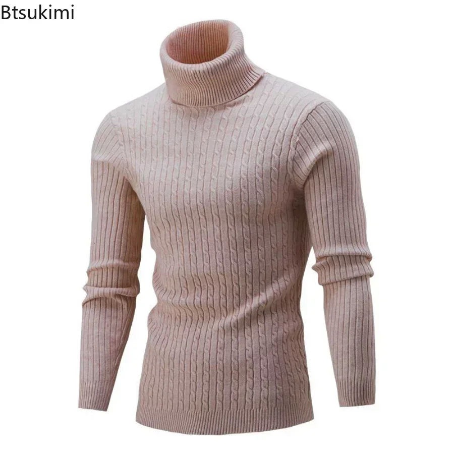 2026 Men's Warm Knitted Sweater Turtleneck Sold  Knitting Pullovers Tops Knitted Sweater Male Jumper All Match Casual Sweater