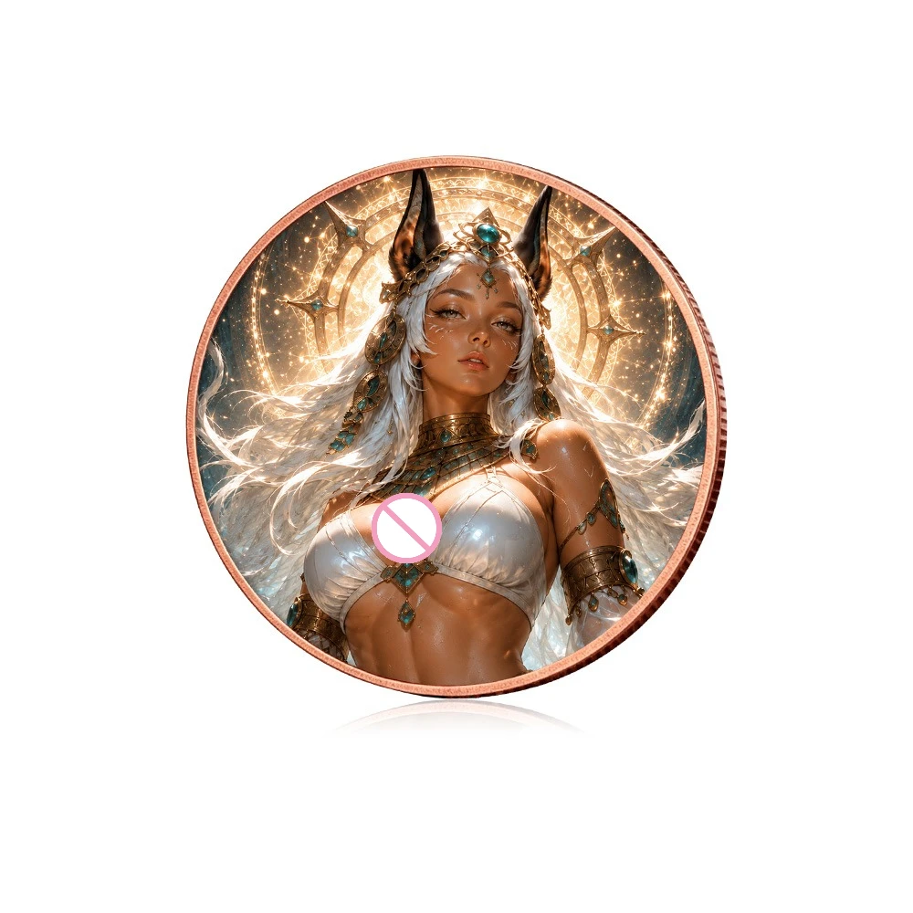 Ancient Egyptian Jackal Lady Round 1oz .999 Fine Copper Coin Anubis Goddess Copper Coin Home Decor Souvenir Gift