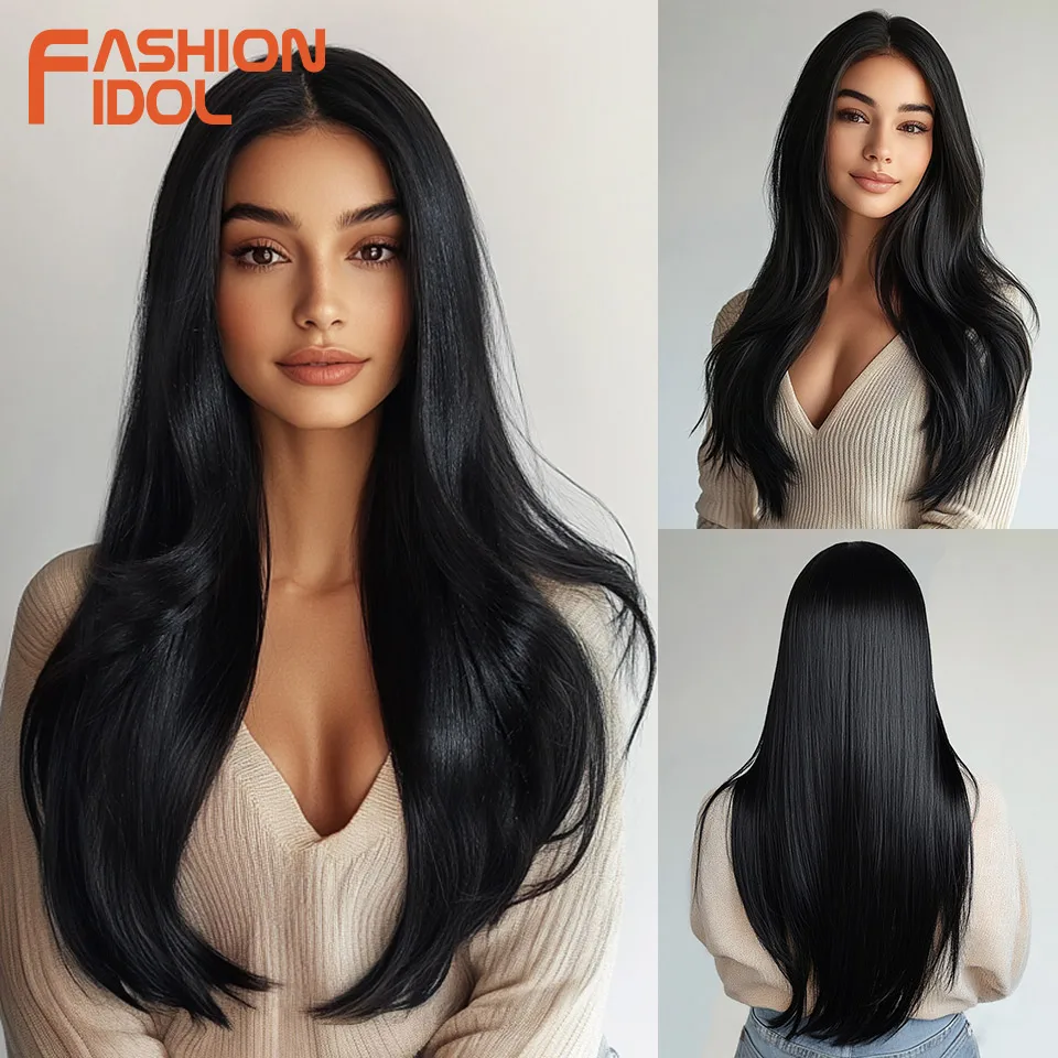 

FASHION IDOL Straight 13*4 Lace Front Wigs Synthetic Lace Frontal Wigs Easy 360 Lace Blonde Lolita Hair Cosplay Wigs For Women