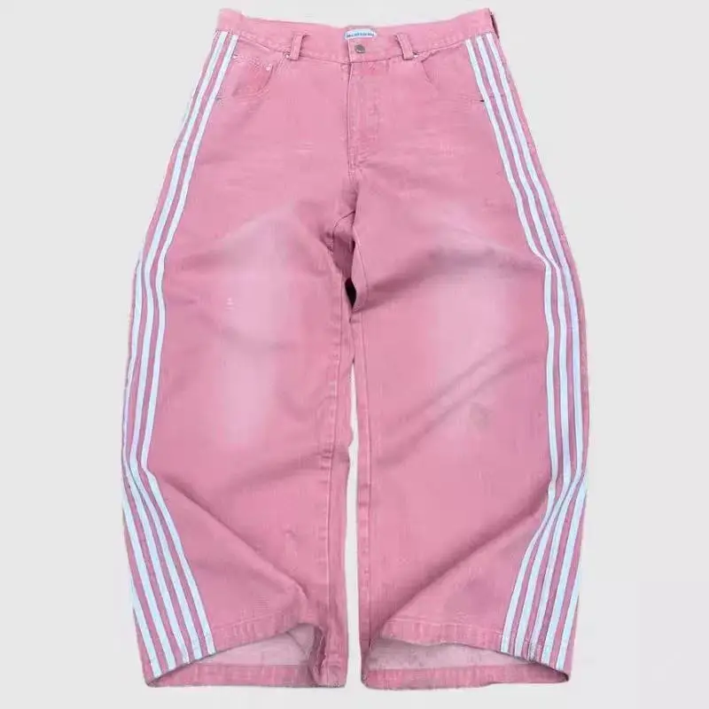

Y2K Baggy Jeans Harajuku Embroidered Striped High Quality Vintage Streetwear Men Women Casual Wide Leg Denim Pants Sweatpants