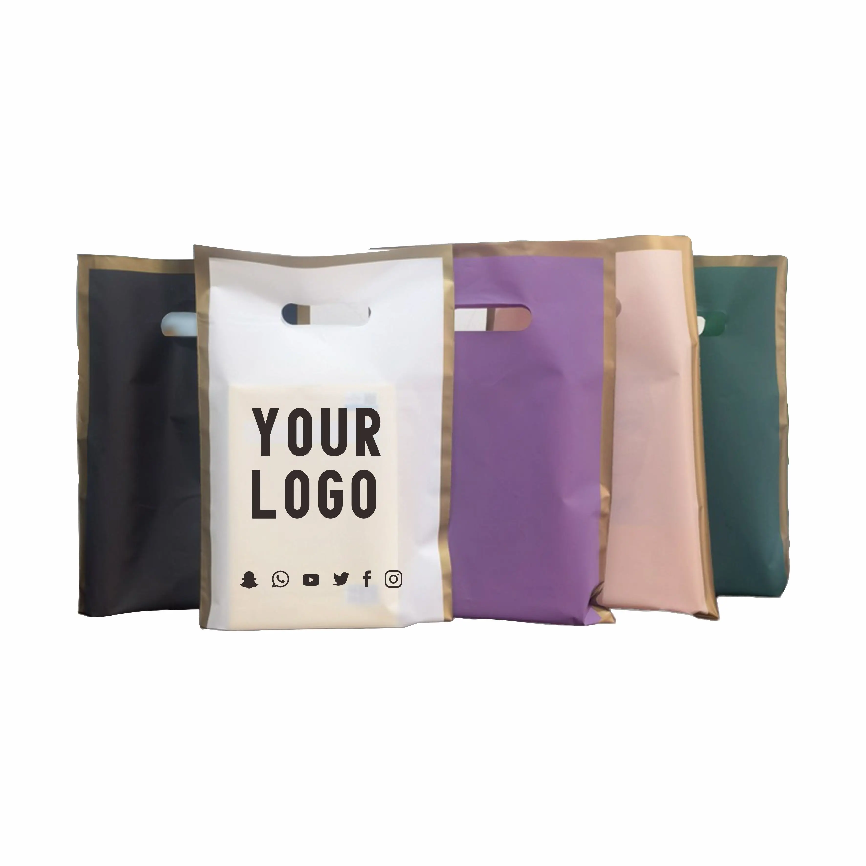 

High-Quality Matte Frosted Thickened Plastic Bags Custom Logo Printed Gift Packaging Shopping Bags Eco-Friendly Wholesale 50pcs