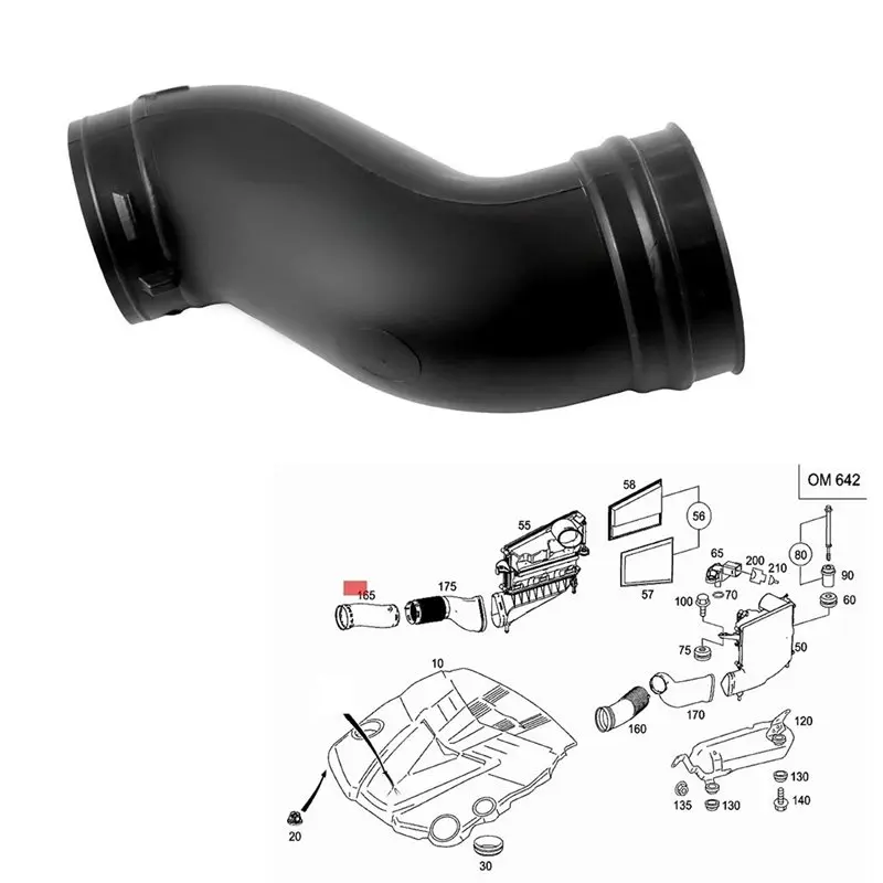 Pair Air Intake Hose A1645051761 A1645051861 For Benz GL-CLASS X164 M-CLASS W164 GL350 ML350 Engines